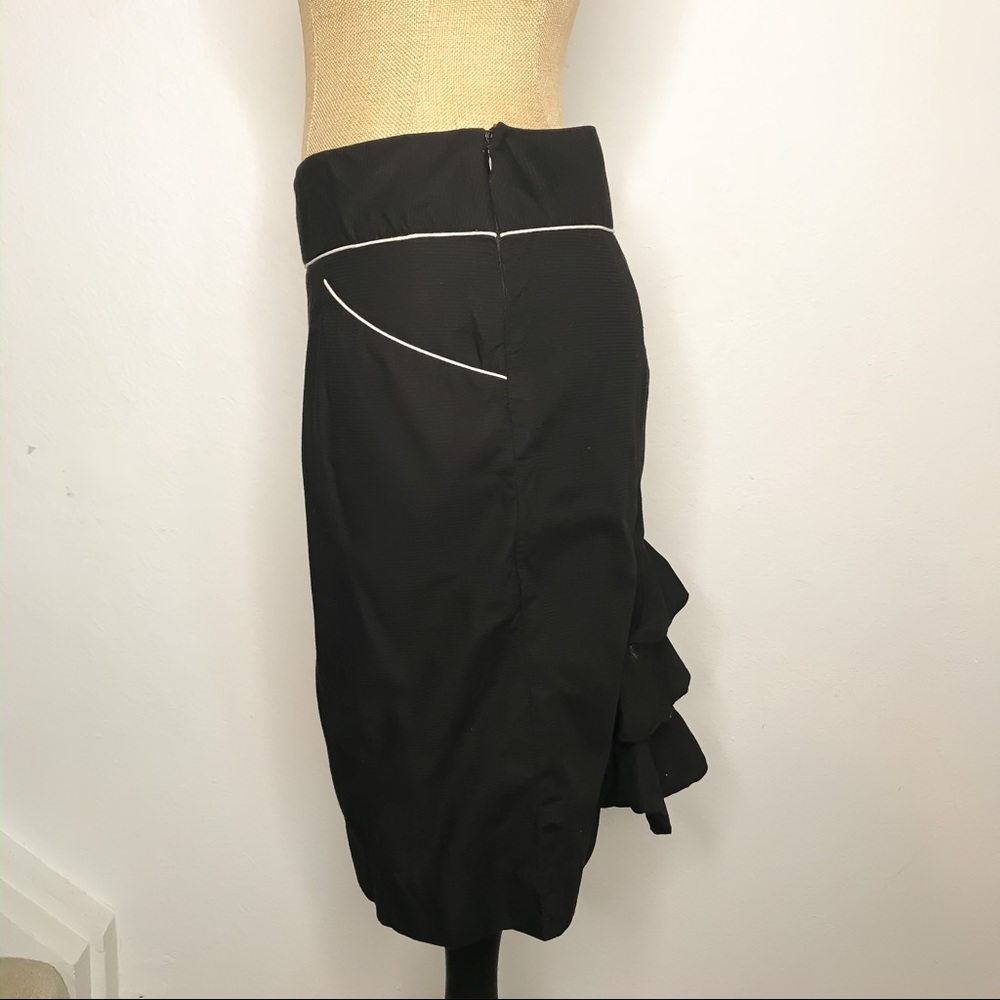 Anthropologie Floreat Black Ruffle Pencil Skirt - Picture 3 of 7